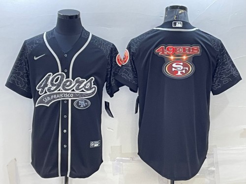 Men's San Francisco 49ers Black Reflective Team Big Logo With Patch Cool Base Stitched Baseball Jersey